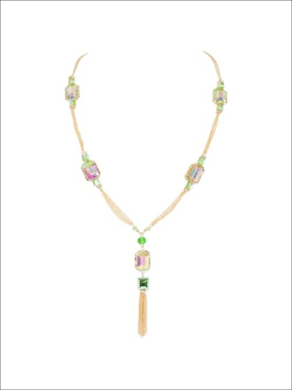 Long Statement Necklace Women Golden Chain Tassel Art Deco Zinc